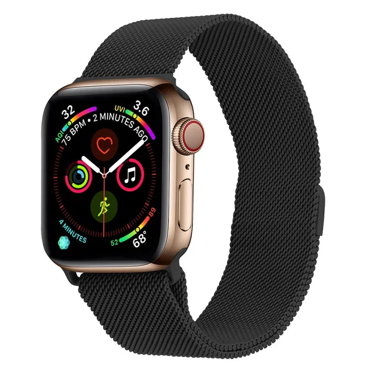 سوار ساعة ميلانيز من الفولاذ المقاوم للصدأ لسلسلة Apple Watch، 7 مقاس 45مم / 6&SE&5&4 مقاس 44مم / 3&2&1 مقاس 42مم، 7 مقاس 41مم / 6&SE&5&4 مقاس 40مم / 3&2&1 مقاس 38مم
