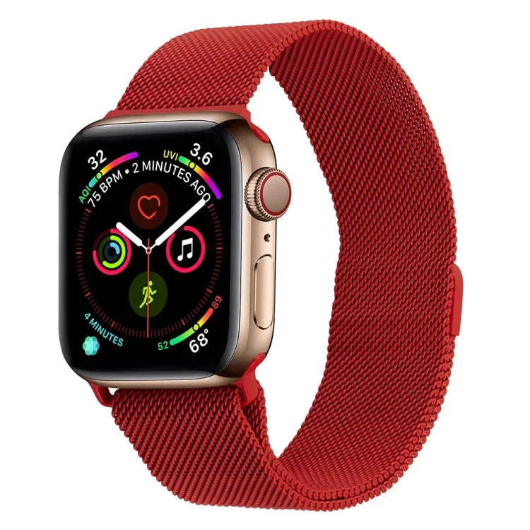 سوار ساعة ميلانيز من الفولاذ المقاوم للصدأ لسلسلة Apple Watch، 7 مقاس 45مم / 6&SE&5&4 مقاس 44مم / 3&2&1 مقاس 42مم، 7 مقاس 41مم / 6&SE&5&4 مقاس 40مم / 3&2&1 مقاس 38مم