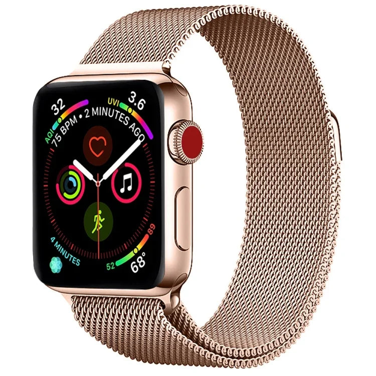 سوار ساعة ميلانيز من الفولاذ المقاوم للصدأ لسلسلة Apple Watch، 7 مقاس 45مم / 6&SE&5&4 مقاس 44مم / 3&2&1 مقاس 42مم، 7 مقاس 41مم / 6&SE&5&4 مقاس 40مم / 3&2&1 مقاس 38مم