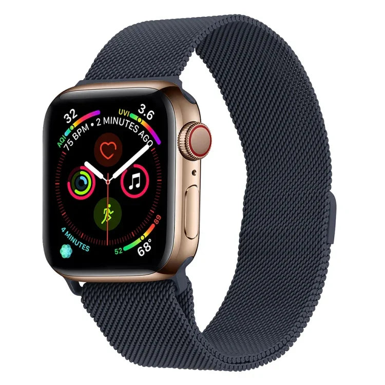 سوار ساعة ميلانيز من الفولاذ المقاوم للصدأ لسلسلة Apple Watch، 7 مقاس 45مم / 6&SE&5&4 مقاس 44مم / 3&2&1 مقاس 42مم، 7 مقاس 41مم / 6&SE&5&4 مقاس 40مم / 3&2&1 مقاس 38مم