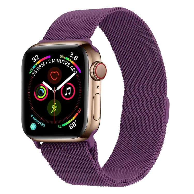 سوار ساعة ميلانيز من الفولاذ المقاوم للصدأ لسلسلة Apple Watch، 7 مقاس 45مم / 6&SE&5&4 مقاس 44مم / 3&2&1 مقاس 42مم، 7 مقاس 41مم / 6&SE&5&4 مقاس 40مم / 3&2&1 مقاس 38مم