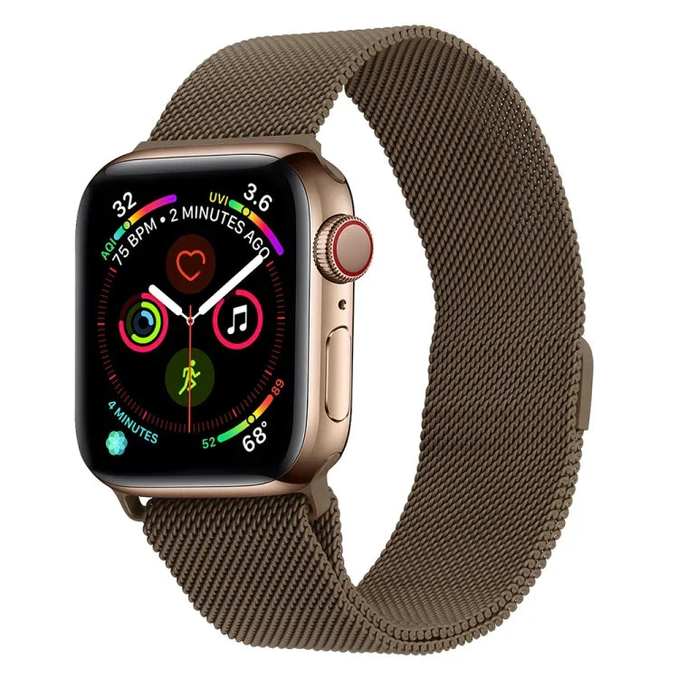 سوار ساعة ميلانيز من الفولاذ المقاوم للصدأ لسلسلة Apple Watch، 7 مقاس 45مم / 6&SE&5&4 مقاس 44مم / 3&2&1 مقاس 42مم، 7 مقاس 41مم / 6&SE&5&4 مقاس 40مم / 3&2&1 مقاس 38مم