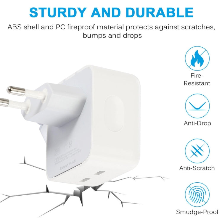 شاحن بمنافذ مزدوجة PD 50 واط USB-C / Type-C، PD 50 واط قابس الاتحاد الأوروبي، PD 50 واط قابس الولايات المتحدة