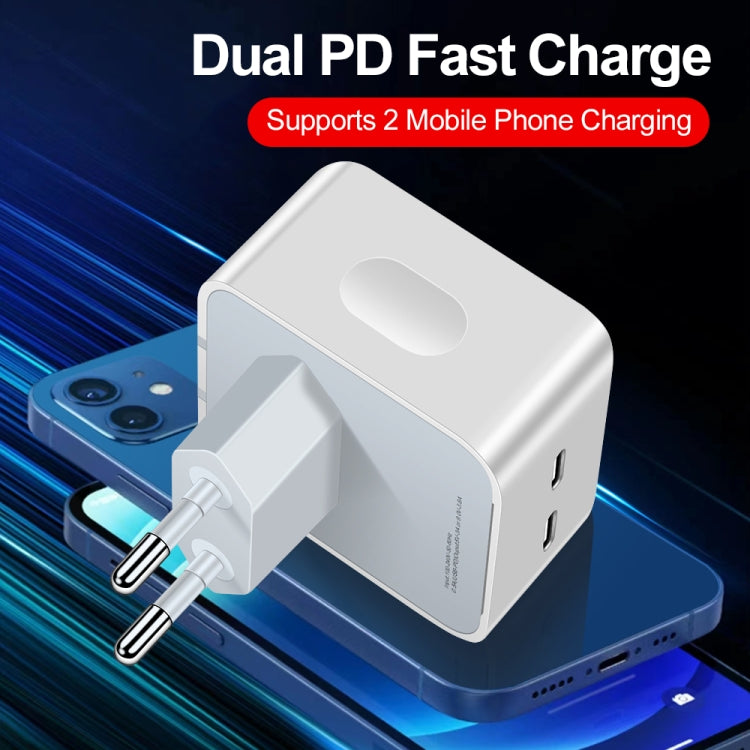 شاحن بمنافذ مزدوجة PD 50 واط USB-C / Type-C، PD 50 واط قابس الاتحاد الأوروبي، PD 50 واط قابس الولايات المتحدة