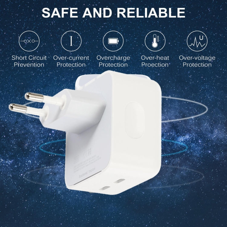 شاحن بمنافذ مزدوجة PD 50 واط USB-C / Type-C، PD 50 واط قابس الاتحاد الأوروبي، PD 50 واط قابس الولايات المتحدة