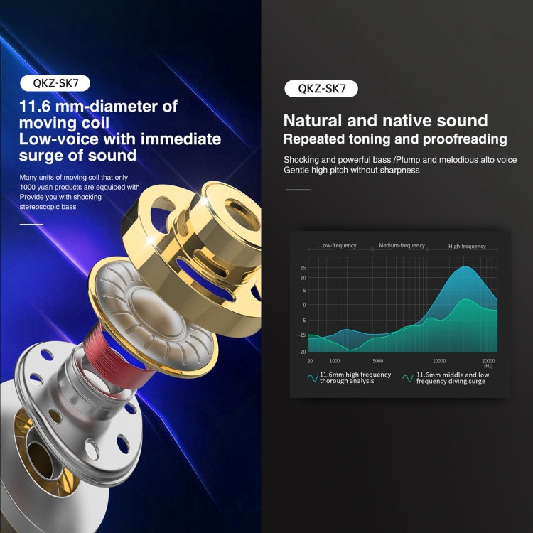 سماعة أذن رياضية داخل الأذن بموصل 3.5 مم مع سائق نحاسي ستيريو هاي فاي QKZ SK7 مع ميكروفون