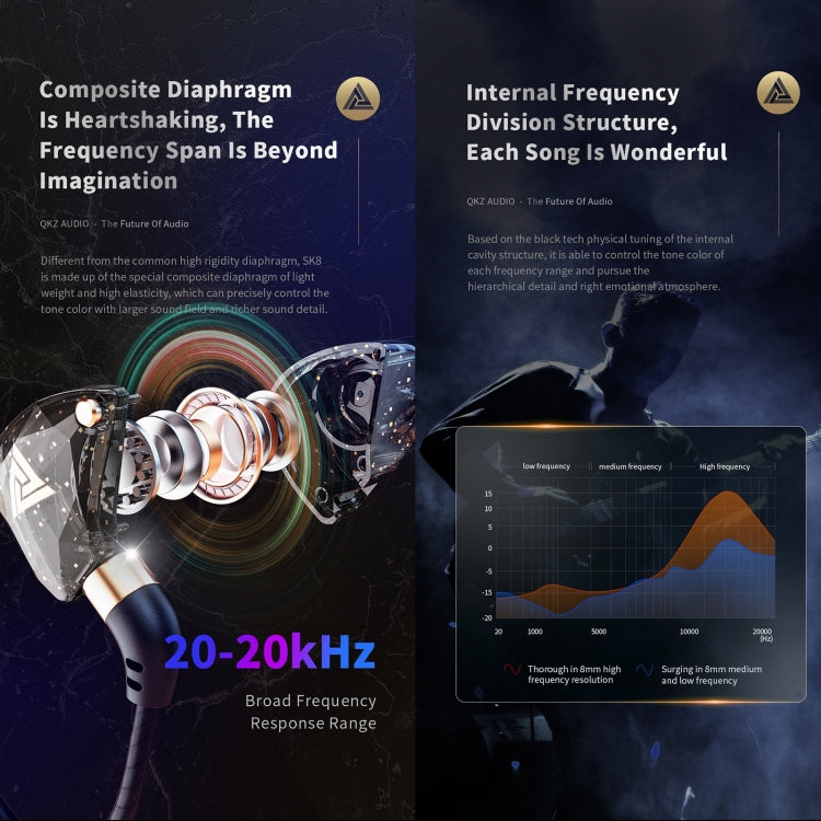 سماعة أذن رياضية داخل الأذن ديناميكية هاي فاي QKZ SK8 مع ميكروفون