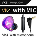 سماعة أذن QKZ VK4 بمضخم صوت داخلي هاي فاي وتحكم سلكي مع ميكروفون