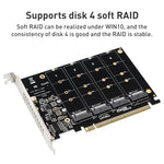 بطاقة مصفوفة أقراص PH44 NVME 4 PCI-E لتقسيم الإشارة