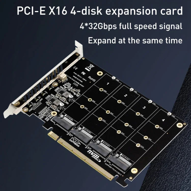 بطاقة مصفوفة أقراص PH44 NVME 4 PCI-E لتقسيم الإشارة