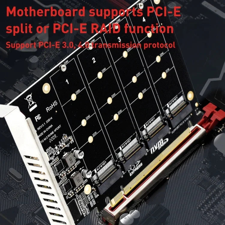 بطاقة مصفوفة أقراص PH44 NVME 4 PCI-E لتقسيم الإشارة