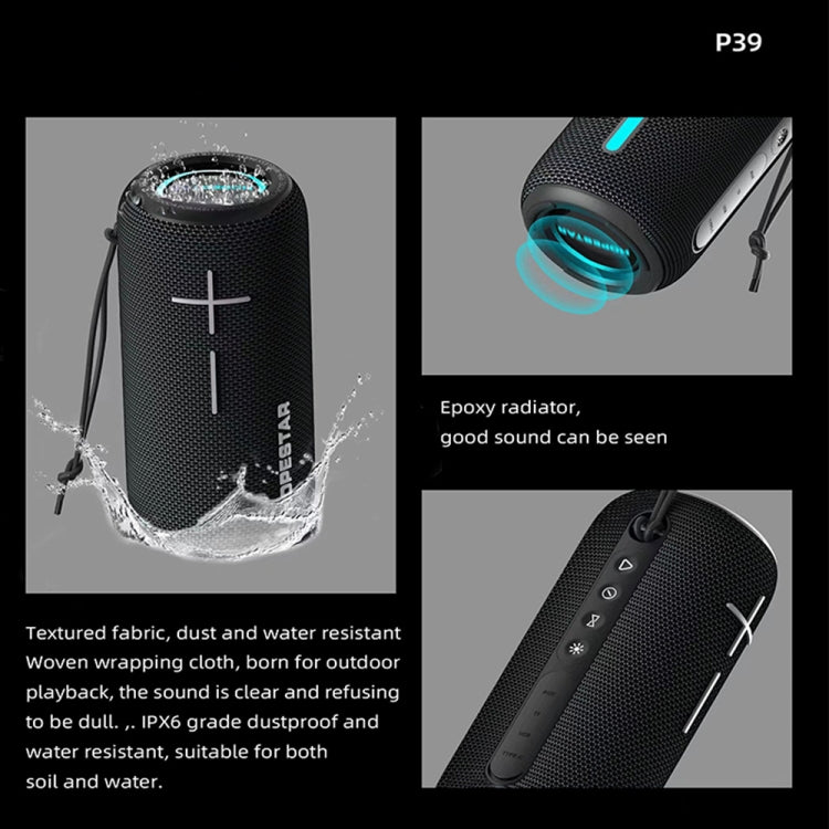 مكبر صوت بلوتوث لاسلكي مقاوم للماء مع إضاءة RGB من HOPESTAR P39 للاستخدام الخارجي