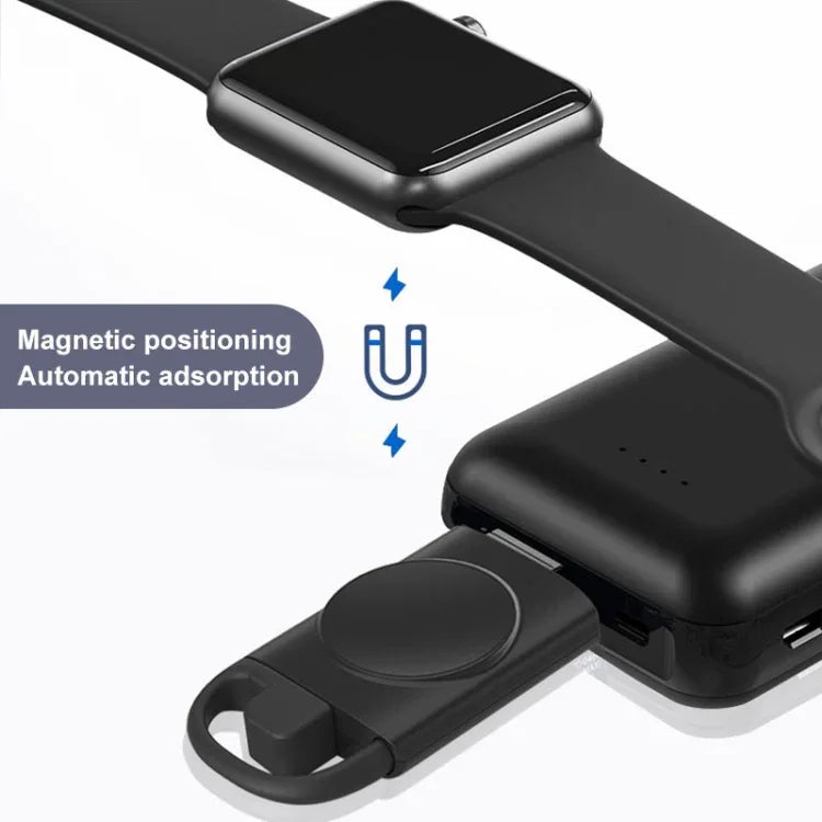 شاحن ذكي لاسلكي محمول مزدوج USB موديل T09-A لسلسلة ساعات آبل، لسلسلة ساعات آبل