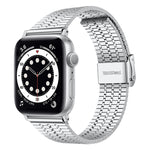 سوار ساعة من الفولاذ لسلسلة Apple Watch، 7 بقياس 45mm / 6&SE&5&4 بقياس 44mm / 3&2&1 بقياس 42mm، 7 بقياس 41mm / 6&SE&5&4 بقياس 40mm / 3&2&1 بقياس 38mm