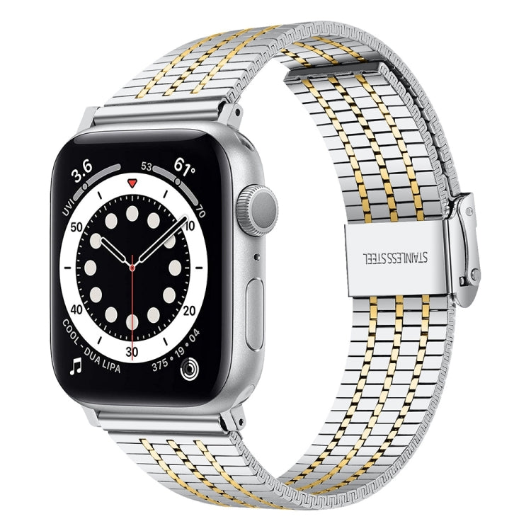 سوار ساعة من الفولاذ لسلسلة Apple Watch، 7 بقياس 45mm / 6&SE&5&4 بقياس 44mm / 3&2&1 بقياس 42mm، 7 بقياس 41mm / 6&SE&5&4 بقياس 40mm / 3&2&1 بقياس 38mm