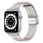 سوار ساعة من الفولاذ لسلسلة Apple Watch، 7 بقياس 45mm / 6&SE&5&4 بقياس 44mm / 3&2&1 بقياس 42mm، 7 بقياس 41mm / 6&SE&5&4 بقياس 40mm / 3&2&1 بقياس 38mm