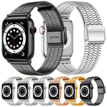 سوار ساعة من الفولاذ لسلسلة Apple Watch، 7 بقياس 45mm / 6&SE&5&4 بقياس 44mm / 3&2&1 بقياس 42mm، 7 بقياس 41mm / 6&SE&5&4 بقياس 40mm / 3&2&1 بقياس 38mm