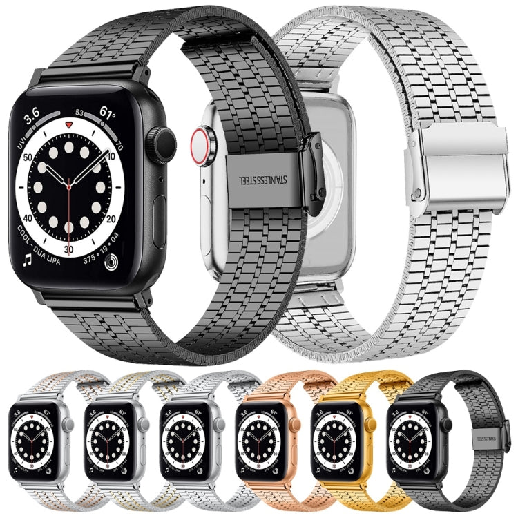 سوار ساعة من الفولاذ لسلسلة Apple Watch، 7 بقياس 45mm / 6&SE&5&4 بقياس 44mm / 3&2&1 بقياس 42mm، 7 بقياس 41mm / 6&SE&5&4 بقياس 40mm / 3&2&1 بقياس 38mm