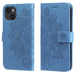 7-petal Flowers Embossing Leather Case, For iPhone 14, For iPhone 14 Plus, For iPhone 14 Pro, For iPhone 14 Pro Max