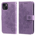7-petal Flowers Embossing Leather Case, For iPhone 14, For iPhone 14 Plus, For iPhone 14 Pro, For iPhone 14 Pro Max