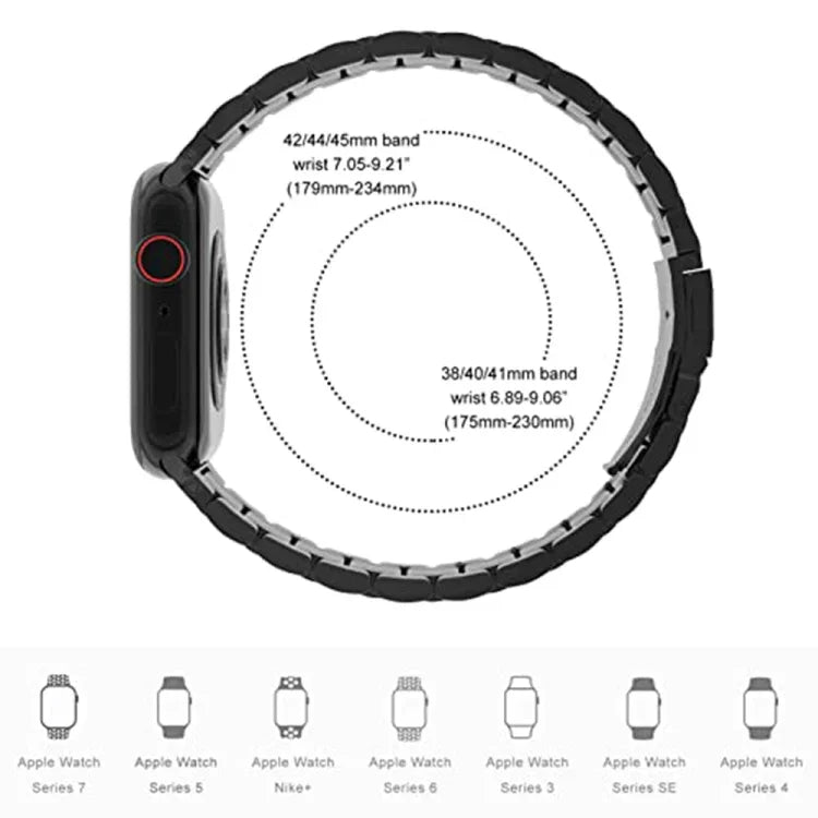 سوار ساعة من الفولاذ المقاوم للصدأ بخمس خرزات لسلسلة Apple Watch، 7 45مم / 6&SE&5&4 44مم / 3&2&1 42مم، 7 41مم / 6&SE&5&4 40مم / 3&2&1 38مم