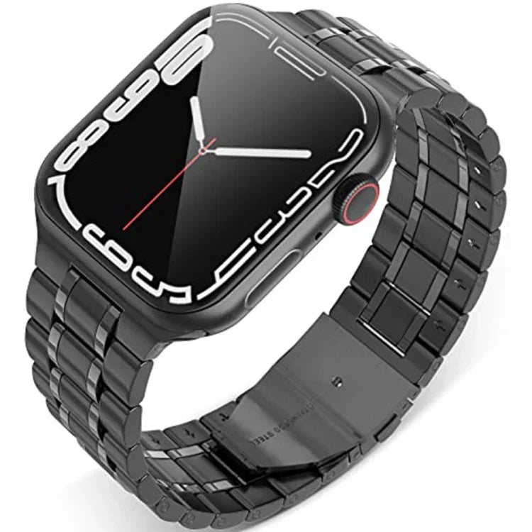 سوار ساعة من الفولاذ المقاوم للصدأ بخمس خرزات لسلسلة Apple Watch، 7 45مم / 6&SE&5&4 44مم / 3&2&1 42مم، 7 41مم / 6&SE&5&4 40مم / 3&2&1 38مم