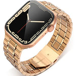 سوار ساعة من الفولاذ المقاوم للصدأ بخمس خرزات لسلسلة Apple Watch، 7 45مم / 6&SE&5&4 44مم / 3&2&1 42مم، 7 41مم / 6&SE&5&4 40مم / 3&2&1 38مم