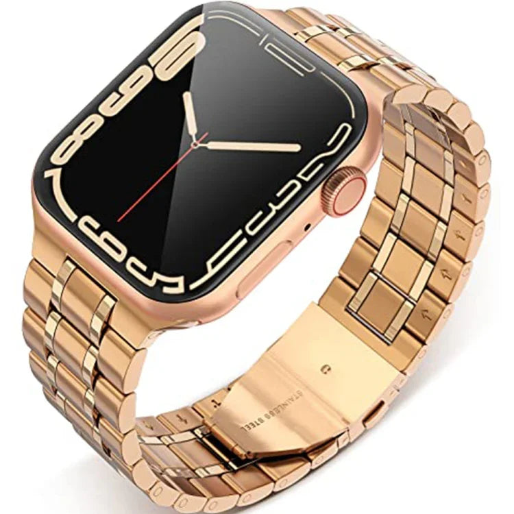 سوار ساعة من الفولاذ المقاوم للصدأ بخمس خرزات لسلسلة Apple Watch، 7 45مم / 6&SE&5&4 44مم / 3&2&1 42مم، 7 41مم / 6&SE&5&4 40مم / 3&2&1 38مم