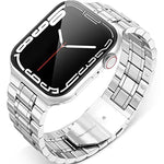 سوار ساعة من الفولاذ المقاوم للصدأ بخمس خرزات لسلسلة Apple Watch، 7 45مم / 6&SE&5&4 44مم / 3&2&1 42مم، 7 41مم / 6&SE&5&4 40مم / 3&2&1 38مم