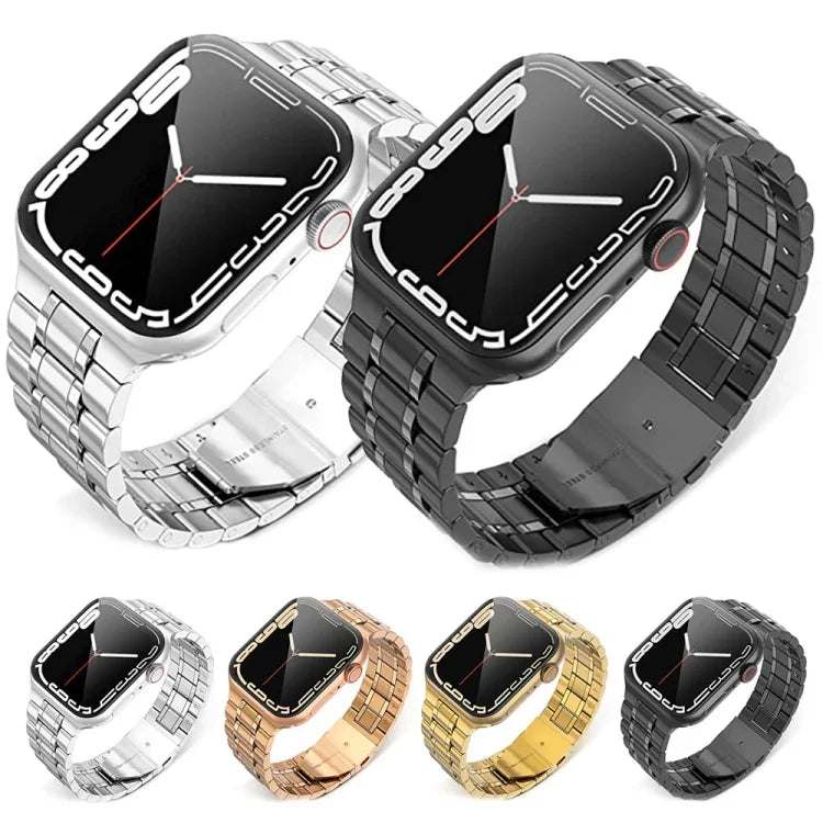 سوار ساعة من الفولاذ المقاوم للصدأ بخمس خرزات لسلسلة Apple Watch، 7 45مم / 6&SE&5&4 44مم / 3&2&1 42مم، 7 41مم / 6&SE&5&4 40مم / 3&2&1 38مم