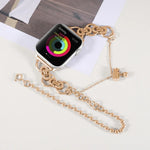 سوار ساعة من الفولاذ المقاوم للصدأ بسلسلة مزدوجة وخرزتين لسلسلة Apple Watch، 7 45مم / 6&SE&5&4 44مم / 3&2&1 42مم، 7 41مم / 6&SE&5&4 40مم / 3&2&1 38مم