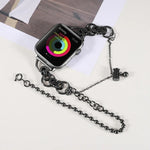 سوار ساعة من الفولاذ المقاوم للصدأ بسلسلة مزدوجة وخرزتين لسلسلة Apple Watch، 7 45مم / 6&SE&5&4 44مم / 3&2&1 42مم، 7 41مم / 6&SE&5&4 40مم / 3&2&1 38مم