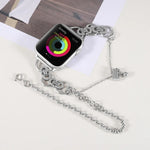 سوار ساعة من الفولاذ المقاوم للصدأ بسلسلة مزدوجة وخرزتين لسلسلة Apple Watch، 7 45مم / 6&SE&5&4 44مم / 3&2&1 42مم، 7 41مم / 6&SE&5&4 40مم / 3&2&1 38مم