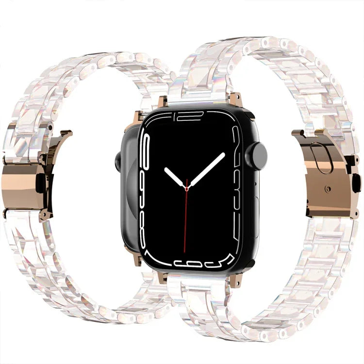 سوار ساعة أكريليك مطلي بالكهرباء لسلسلة Apple Watch، 7 45مم / 6&SE&5&4 44مم / 3&2&1 42مم، 7 41مم / 6&SE&5&4 40مم / 3&2&1 38مم