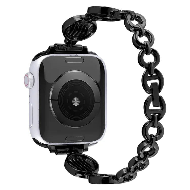 سوار ساعة معدني بنقشة كريستالية لسلسلة Apple Watch، 7 45مم / 6&SE&5&4 44مم / 3&2&1 42مم، 7 41مم / 6&SE&5&4 40مم / 3&2&1 38مم