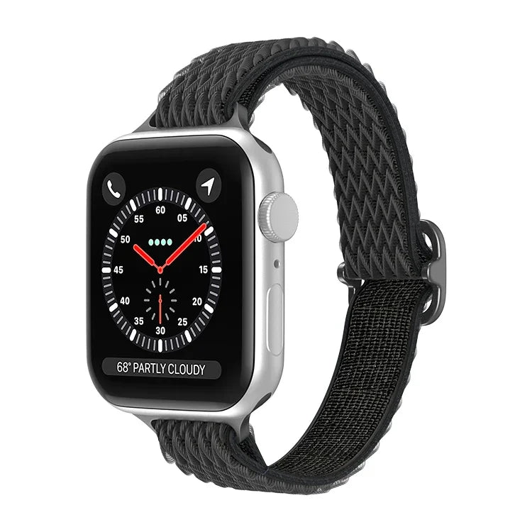 سوار ساعة نايلون خصر صغير بنمط موجي لسلسلة Apple Watch، 7 45مم / 6&SE&5&4 44مم / 3&2&1 42مم، 7 41مم / 6&SE&5&4 40مم / 3&2&1 38مم