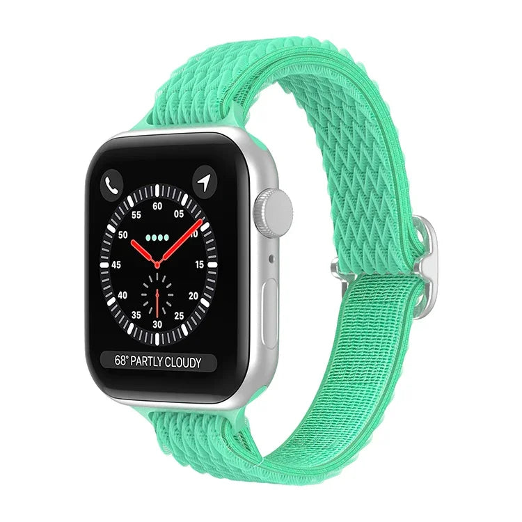 سوار ساعة نايلون خصر صغير بنمط موجي لسلسلة Apple Watch، 7 45مم / 6&SE&5&4 44مم / 3&2&1 42مم، 7 41مم / 6&SE&5&4 40مم / 3&2&1 38مم