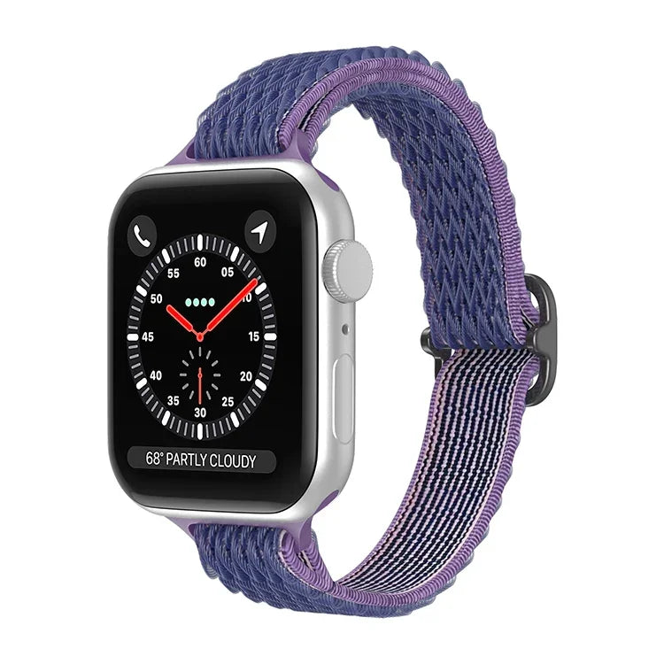 سوار ساعة نايلون خصر صغير بنمط موجي لسلسلة Apple Watch، 7 45مم / 6&SE&5&4 44مم / 3&2&1 42مم، 7 41مم / 6&SE&5&4 40مم / 3&2&1 38مم