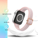 سوار ساعة نايلون خصر صغير بنمط موجي لسلسلة Apple Watch، 7 45مم / 6&SE&5&4 44مم / 3&2&1 42مم، 7 41مم / 6&SE&5&4 40مم / 3&2&1 38مم