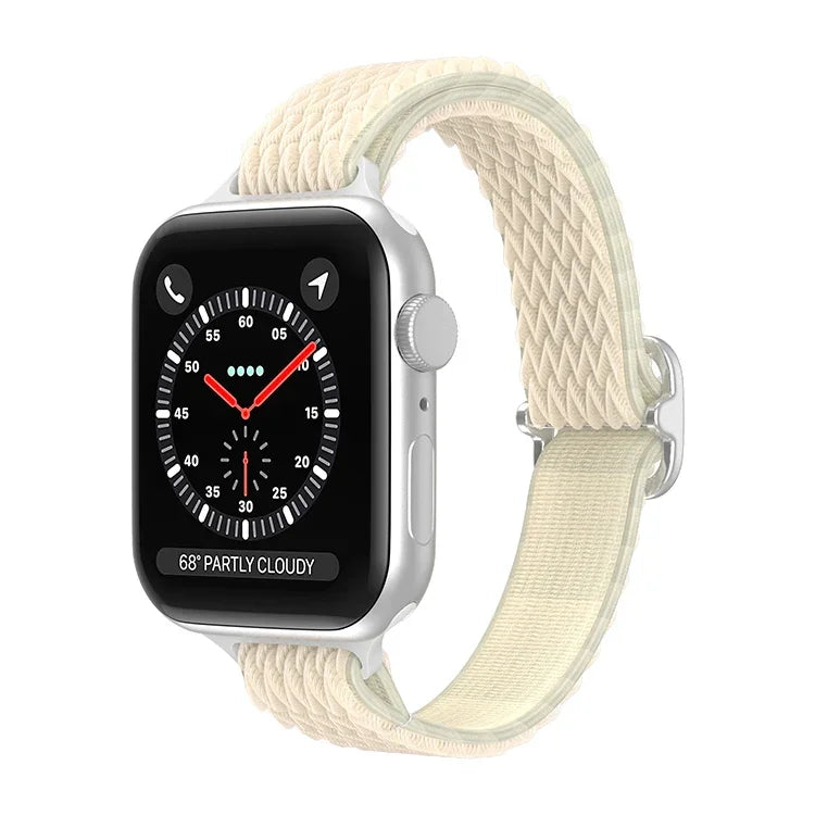 سوار ساعة نايلون خصر صغير بنمط موجي لسلسلة Apple Watch، 7 45مم / 6&SE&5&4 44مم / 3&2&1 42مم، 7 41مم / 6&SE&5&4 40مم / 3&2&1 38مم
