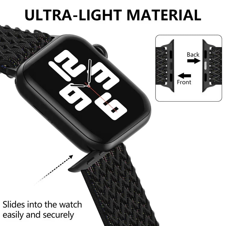 سوار ساعة نايلون بنمط موجي لسلسلة Apple Watch، 7 45مم / 6&SE&5&4 44مم / 3&2&1 42مم، 7 41مم / 6&SE&5&4 40مم / 3&2&1 38مم