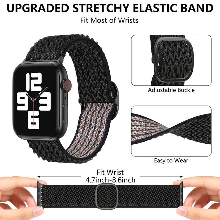 سوار ساعة نايلون بنمط موجي لسلسلة Apple Watch، 7 45مم / 6&SE&5&4 44مم / 3&2&1 42مم، 7 41مم / 6&SE&5&4 40مم / 3&2&1 38مم