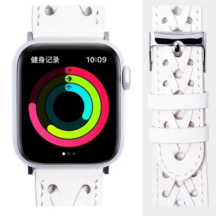 سوار ساعة من الجلد الطبيعي المنسوج لسلسلة Apple Watch، 7 45مم / 6&SE&5&4 44مم / 3&2&1 42مم، 7 41مم / 6&SE&5&4 40مم / 3&2&1 38مم