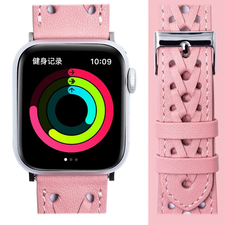 سوار ساعة من الجلد الطبيعي المنسوج لسلسلة Apple Watch، 7 45مم / 6&SE&5&4 44مم / 3&2&1 42مم، 7 41مم / 6&SE&5&4 40مم / 3&2&1 38مم