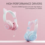 سماعة رأس بلوتوث لاسلكية BT029C RGB ذات وضعين مع أذني قطة