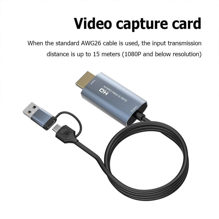 بطاقة التقاط فيديو HDMI/M إلى USB-Type C/M، الطول: 2m، Z36