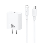 شاحن REMAX RP-U5 Extreme 2 Series 20 واط PD + مجموعة كابل بيانات USB-C / Type-C إلى 8 سنون للشحن السريع بطول 1 متر، قابس الصين، قابس الاتحاد الأوروبي، قابس الولايات المتحدة