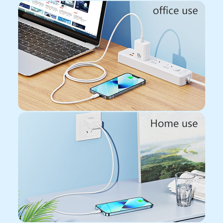 شاحن REMAX RP-U5 Extreme 2 Series 20 واط PD + مجموعة كابل بيانات USB-C / Type-C إلى 8 سنون للشحن السريع بطول 1 متر، قابس الصين، قابس الاتحاد الأوروبي، قابس الولايات المتحدة