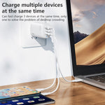 شاحن REMAX RP-U55 Territory Series 65 واط USB + منفذين USB-C / Type-C للشحن السريع، قابس الاتحاد الأوروبي، قابس المملكة المتحدة، قابس الصين