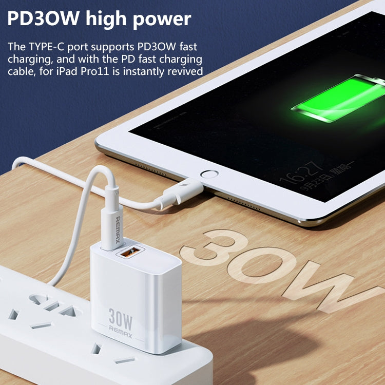 شاحن سريع REMAX RP-U82 بقدرة 30 واط بمنفذ USB وUSB-C/Type-C مزدوج، قابس CN، قابس المملكة المتحدة، قابس الولايات المتحدة